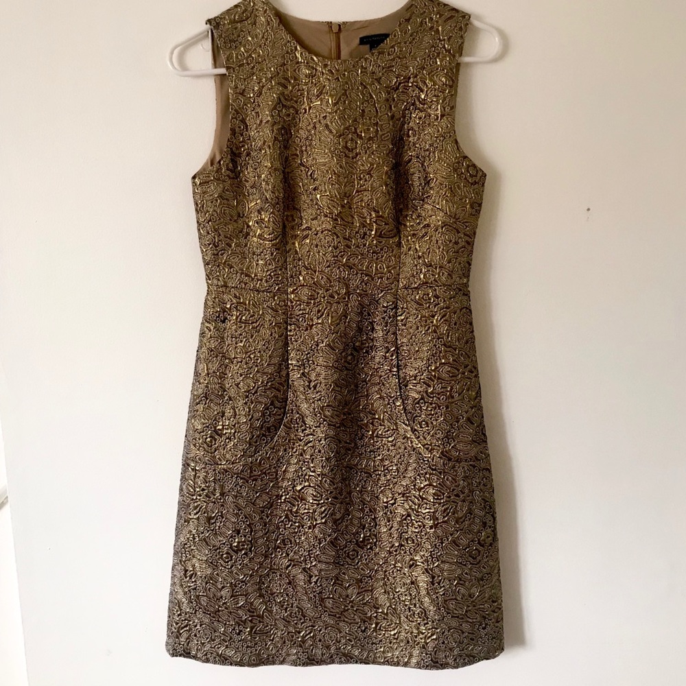 ✨Ann Taylor Gold Brocade Dress